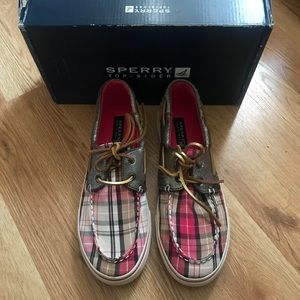 New Girls Sperry Boat Shoes Plaid Size 5.5